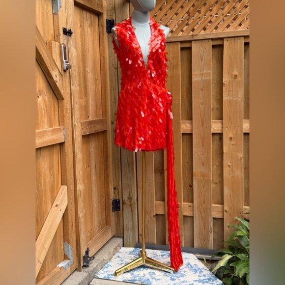 🆕 MISHA COLLECTION 🧿 NWOT Red Sapphire Sequins Mini Dress, Sz XL - US 10 - Picture 8 of 16